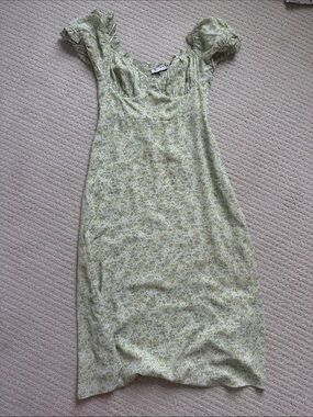 Sophie Rue Light Green Floral Midi Dress